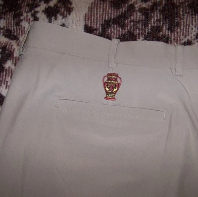 全新 DUNNING 聚酯氨纶高尔夫短裤 NAPLES 国家高尔夫俱乐部 42 卡其色棕褐色 — 第 1/4 张图片