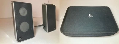 Logitech S-0155A Portable USB Multimedia Computer Speakers w/ Case Tested Works - Image 1 of 4