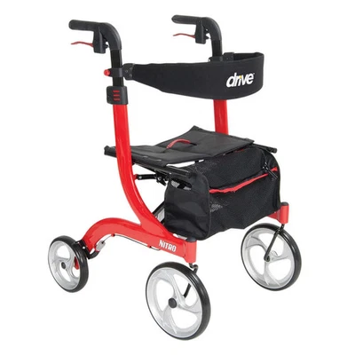 Drive Nitro Aluminum 4 Wheel Rollator, Red, 10" Casters - Image 1 of 4