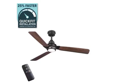 Home Decorators Ester 54  LED Indoor/Outdoor Matte Black Ceiling Fan w/Remote - Image 1 of 4
