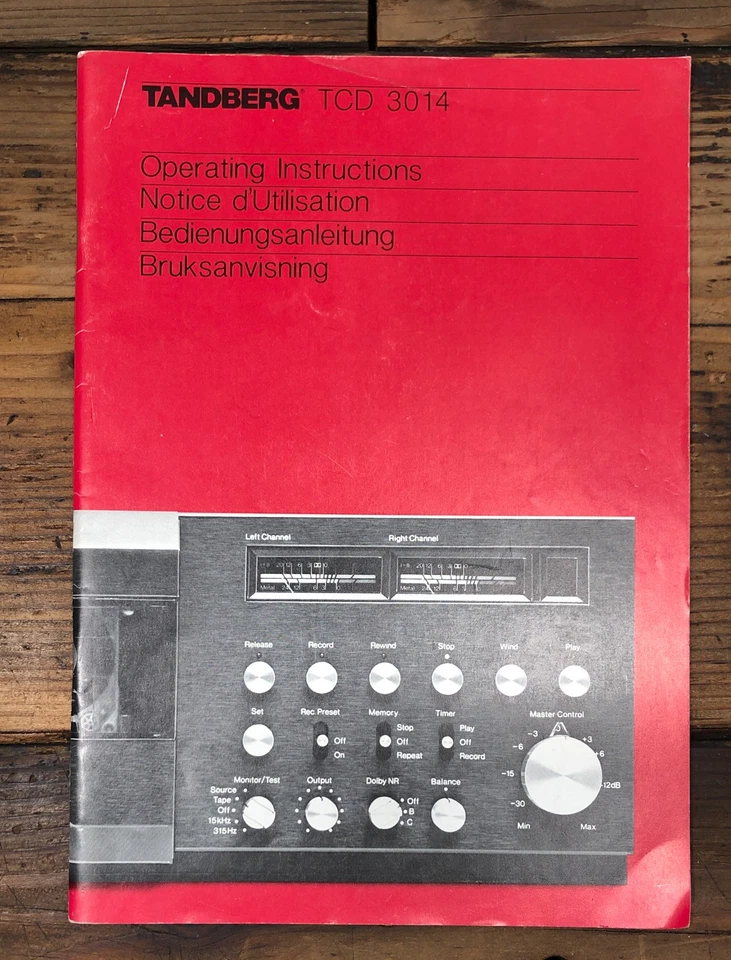 Manual del propietario/usuario del casete Tandberg TCD 3014 TCD3014 *Original* Foto 1 de 1