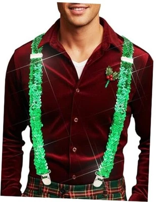  Tirantes de trébol para hombre del día de San Patricio divertidos lentejuelas en D Foto 1 de 4