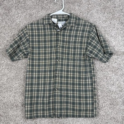 Arizona Jeans Co Boys Short Sleeve Button Up Dress Shirt Size Med 10/12 Green - Image 1 of 4