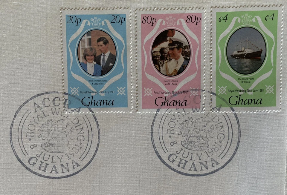 PRINCESS DIANA PRINCE CHARLES  1981 ROYAL WEDDING GHANA FDC FIRST DAY COVER - Image 1 of 3