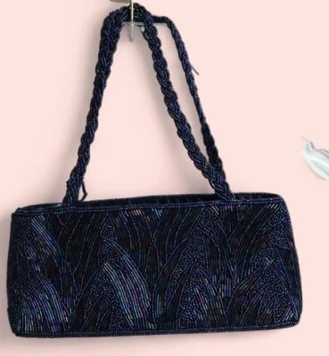 Impresionante bolso de noche azul marino con cuentas Foto 1 de 4