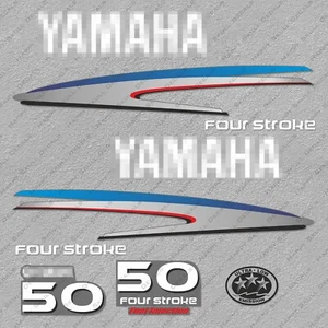 Yamaha 50HP Four Stroke Outboard Engine Decals Sticker Set reproduction 50 HP - Picture 1 of 1