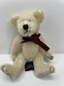 Boyds Bears Mohair Bear 5 pulgadas Mohair blanco con arco rojo Wilbur Bearington - Imagen 1 de 5