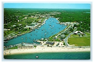 POSTAL Vista aérea de Falmouth Harbor Cape Cod Massachusetts MA Barcos - Imagen 1 de 2