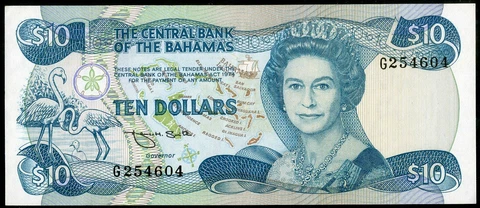 Bahamas Paper Money 1974 Ten Dollar Note # 46b James Smith RARE Cover