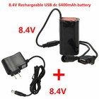Rechargeable USB+DC 64 00 mAh 8.4V Battery Pack For Bicycle Light Bike+Charger