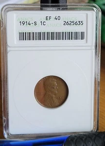 1914-S 1c Lincoln Cent ANACS EF 40 Old Soapbox Holder - Picture 1 of 2