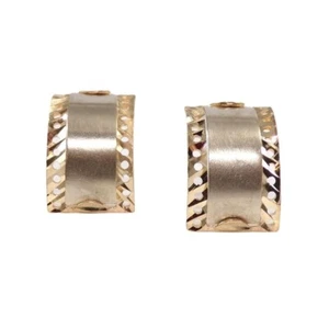 Pendientes de aro en C de oro amarillo macizo de 14K - Imagen 1 de 5