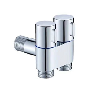 G1/2 1 in 2 Out Dual Control Waschmaschine Wasserhahn WC Dreiecksventil - Bild 1 von 13