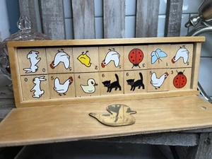Vintage Children's Wooden Dominoes - Animal Themed Hand Painted - Engraved ANNIE - Picture 1 of 10