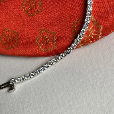 2mm CVD D Color VS1 Lab Diamond Tennis Bracelet 2.85 cts 14k WG 6.5 Inches Long - Image 1 of 4