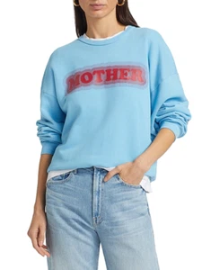 NWOT MOTHER The Drop Square Logo Cotton Sweatshirt High Density Women's Size S - Picture 1 of 14