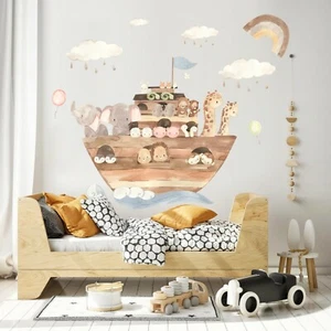 Noah Ark Animal Elephant Giraffe Rainbow Lion Removable Wall Decal Sticker Decor - Bild 1 von 4