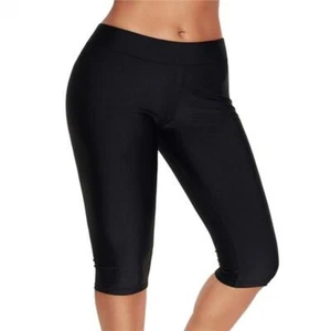 Women's Long Swim Shorts High Waisted Tummy Control Capri Swimming Board Shorts - Picture 1 of 19