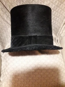 CAPPELLO A CILINDRO ANTICO FELTRO DI PELO DI CONIGLIO BIANCHI CHAPELIER TURIN - Picture 1 of 6