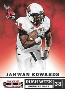2015 Panini Contenders Draft Picks Rush Week #20 Jahwan Edwards RC Ball State