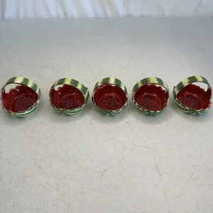 Set of 5 Vintage PIA Bone China Watermelon Napkin Ring Holder 1986 FREE SHIPPING - Picture 1 of 11