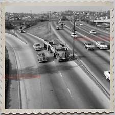 50s CALIFORNIA LOS ANGELES TRUCK CAR FREEWAY HIGHWAY Vintage Photograph S8094