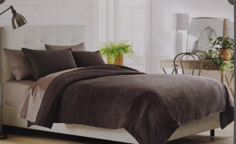 Threshold Space Dyed Cotton Linen Duvet Cover Set ~ King ~ Dark Gray - Image 1 of 4