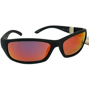 Panama Jack Men's Sunglasses Polarized Black Frame Wrap Sport Orange Lenses Nwt - Picture 1 of 8