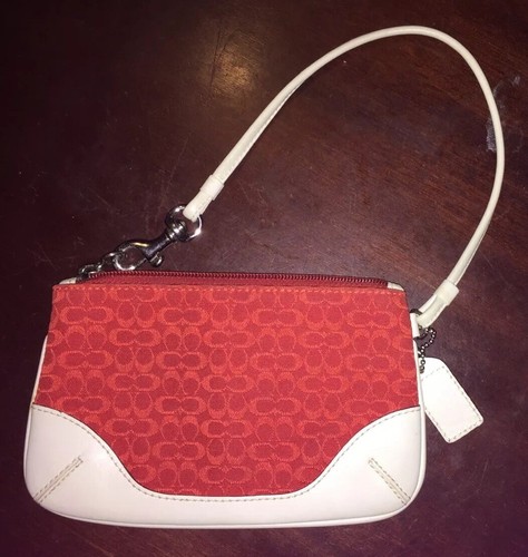 Portafoglio da polso Estate Coach rosso e bianco firmato in pelle tela us intime ottimeioni