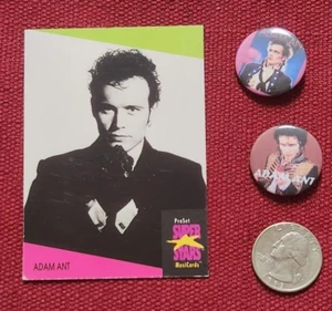 1991 ADAM ANT PROSET MUSIC CARD # 265 WITH 2 ALBUM PHOTO PINS #1 - Picture 1 of 2