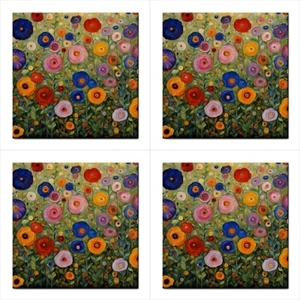 Colorful Flowers Ceramic Tile Art Set Of 4  Backsplash Tiles Home Decor - Picture 1 of 3