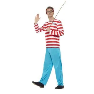 Where's Wally? Men's Medium Red & White Stripe Book Week Teacher Costume - Picture 1 of 5