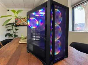 RGB Gaming Desktop Computer i7 PC 64GB DDR4 1TB SSD NVIDIA RX 580 8GB Win11P - Picture 1 of 8