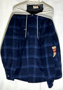 Wrangler Hoodie Herren 2XL Kapuze blau kariert gesteppt schwere Isolierjacke neu mit Etikett - Bild 1 von 8