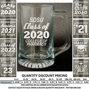Estuche de 12 tazas de cristal personalizadas para graduación clase de graduado de 2020 regalo personalizado - Imagen 1 de 15