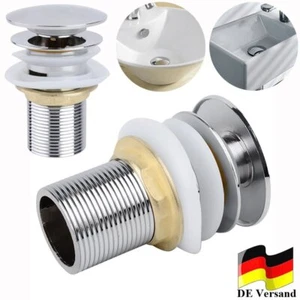 Ablaufgarnitur POP UP Abfluss Ablauf Ventil Push Open Waschbecken Stöpsel DHL - Bild 1 von 12