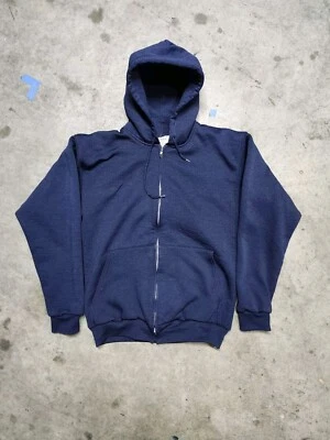 VTG 90s Pluma Navy Blue Thermal Waffle Line Heavyweight Hoodie Sweatshirt - Image 1 of 4