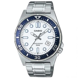 CASIO MTD-135D-7A Men's Watch Steel Diver Style White Dial - Picture 1 of 3