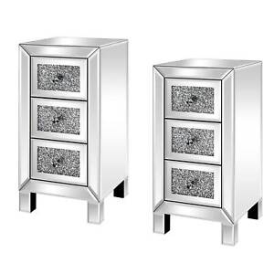 Set Of 2 Mirrored Nightstand End Table Bedside Table Side Table Furniture New