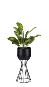 HowHomely Blumenständer Übertopf Metall schwarz rund Draht Blumensäule loft 46cm - Bild 1 von 9