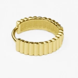 14k Solid Gold Textured Hoop Earrings, Hinged Huggie Hoop Earring, Gift for Her - Picture 1 of 6