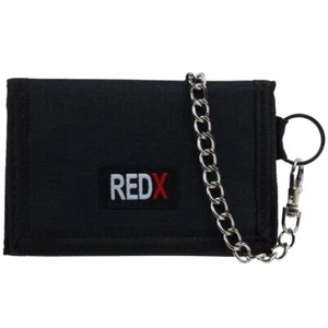 RED X Mens Boys Canvas Tri-Fold Chain Sports Wallet - Picture 1 of 28