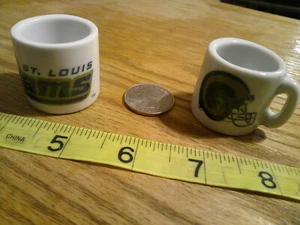 2 NFL FOOTBALL MINI PORCELAIN coffee cup 1.25 inches SAINT LOUIS RAMS - Picture 1 of 1