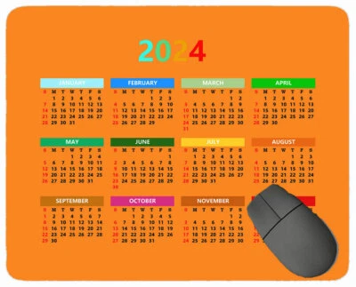Calendar 2024 Year Mouse Pad,solid Color Mouse Pad with Stitched Edge - Image 1 of 4