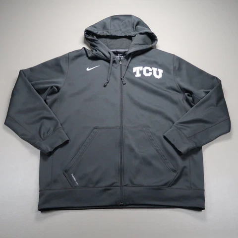 TCU Hoodie Mens Extra Large Gray Nike Therma Fit Texas Horned Frogs Full Zip * Cover