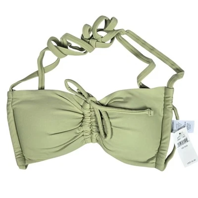 Top de bikini bandeau acanalado Aerie en salvia seca XXS NUEVO CON ETIQUETAS Foto 1 de 4