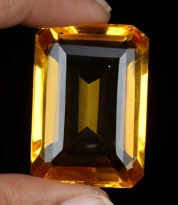 AAA+ Large Yellow Citrine 89.70 Ct Emerald Cut Loose Gemstone for Ring & Pendant - Picture 1 of 6