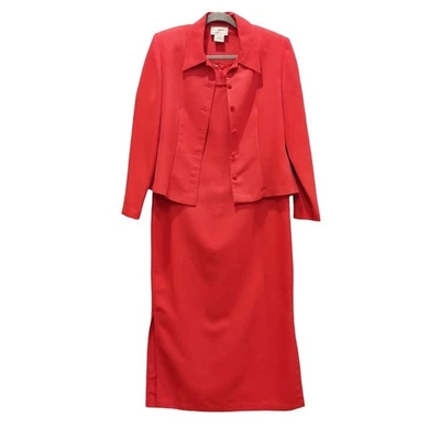 Karin Stevens Jacket Dress set Maxi Size 8 Red career formal wedding feminine - Изображение 1 из 4