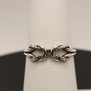 NUEVO ANILLO NUDO CUERDA PLATA ESTERLINA 925 talla 8 - Imagen 1 de 14