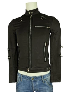 Tripp Gothic Biker Motorcycle Rocker Biker Gray Twill Cotton Jacket IS7067M - Picture 1 of 9